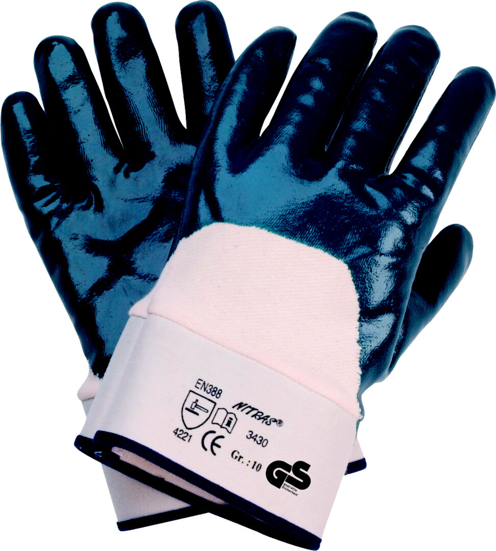 Montage-Handschuh Werra Gr. 9 Nitril blau, Stulpe