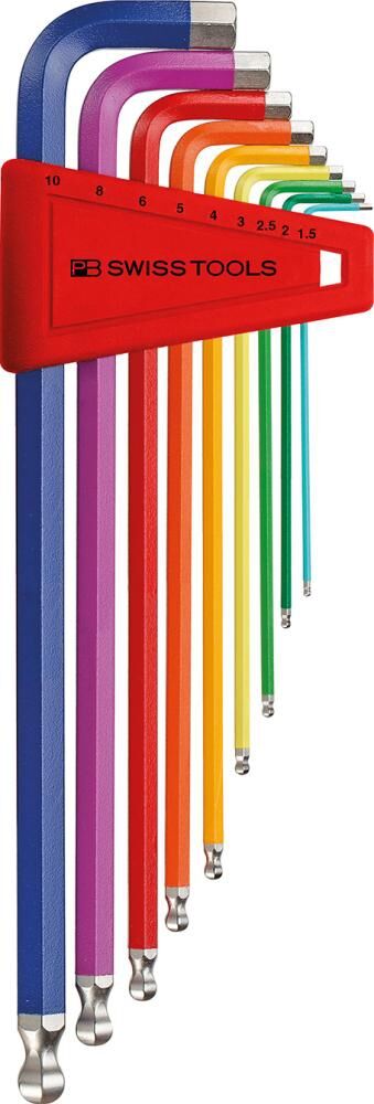 PB SwissTools Winkelschraubendreher-Satz im Kunststoffh., 9-tlg. 1,5-10mm Rainbow