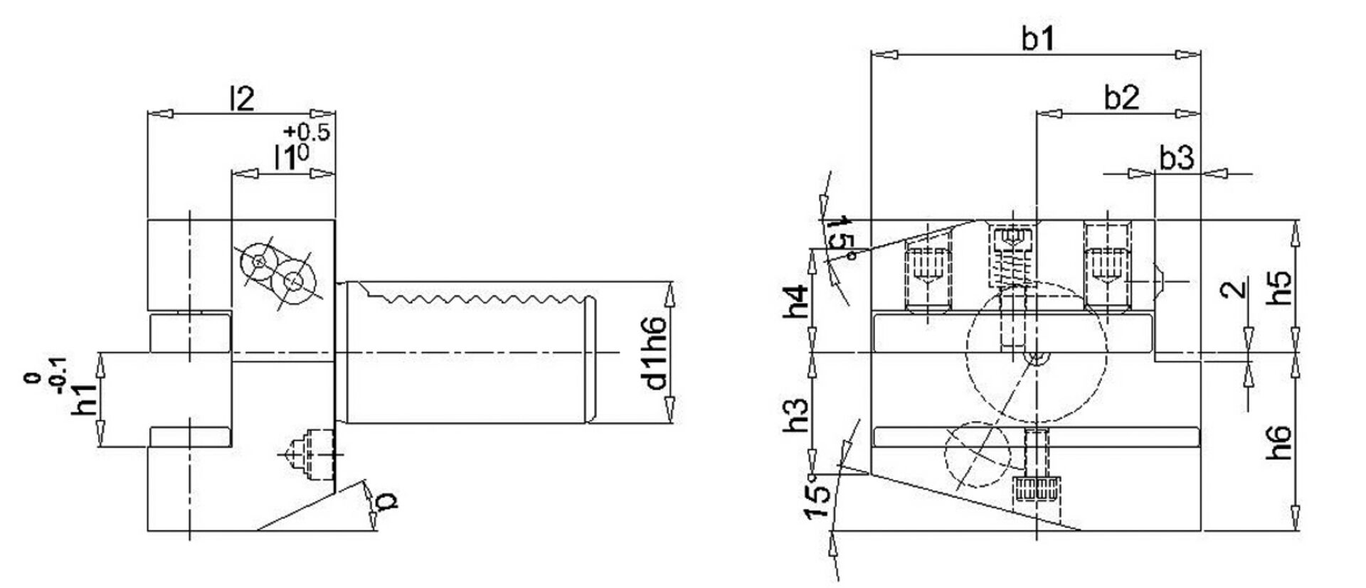 VDI Radial Werkzeugh. Re.B1 40x25mm