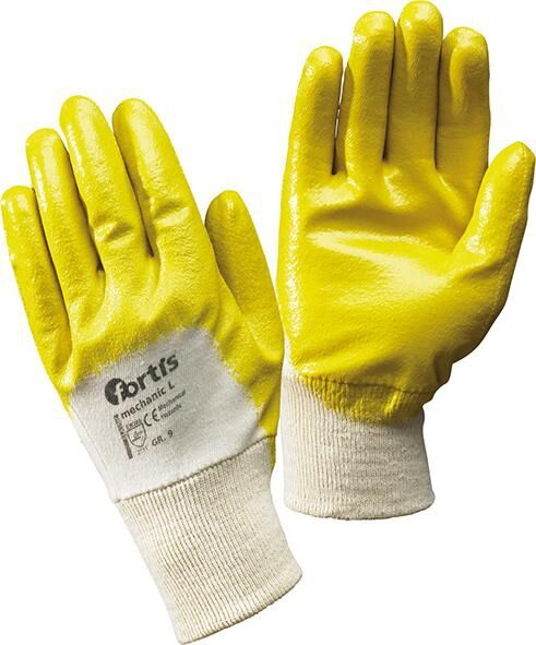 FORTIS Handschuh MechanicL gelb, Nitril, leicht, 12 Paar, Größe 9