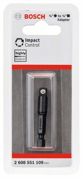 BOSCH Adapter für Steckschlüsseleinsätze 1/4 Zoll, 50 mm, Außenvierkant