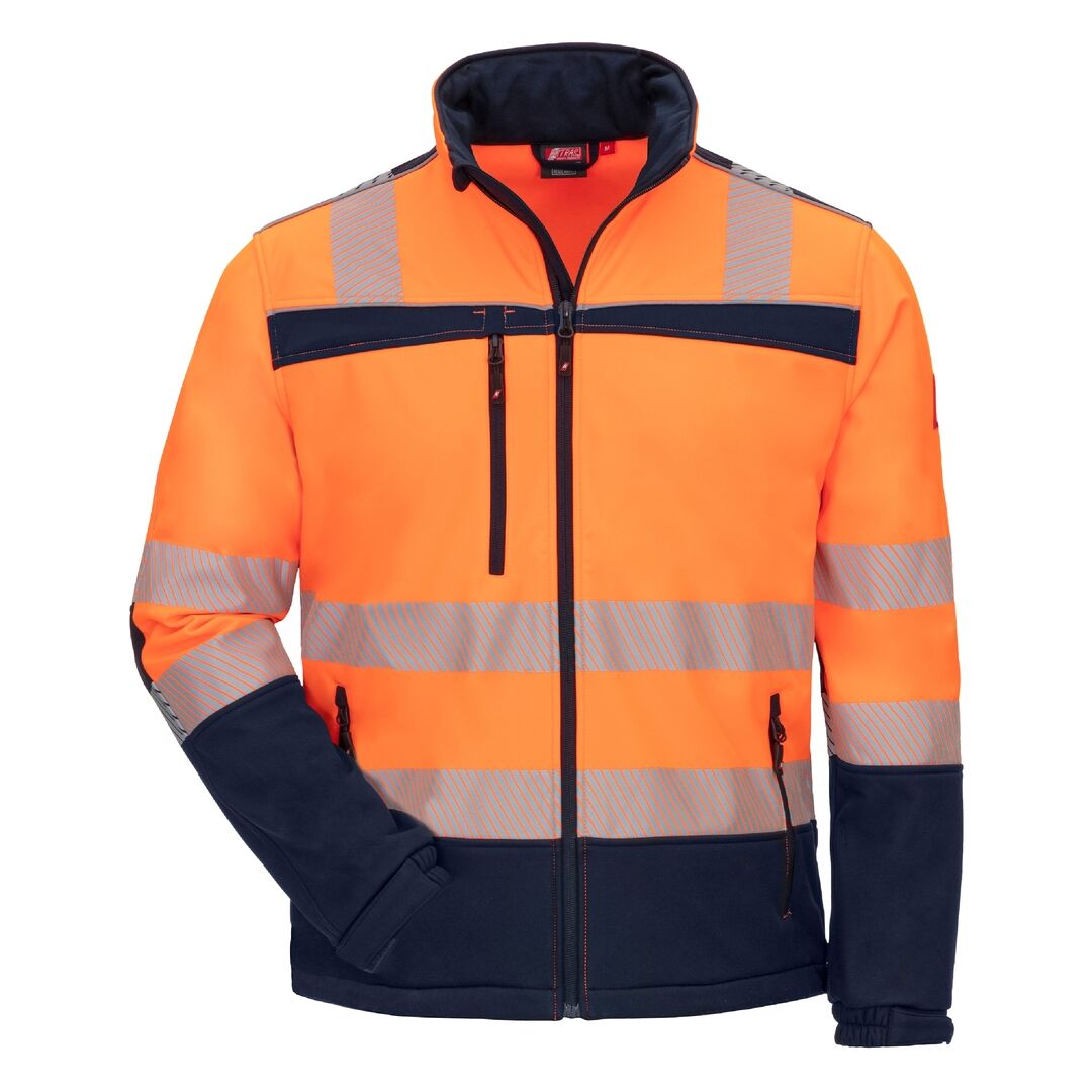 NITRAS MOTION TEX VIZ Softshell-Jacke Gr. L hi-vis orange/marine Kl. 2, 7172