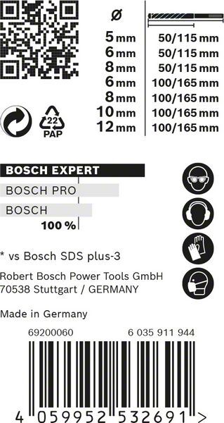 BOSCH Hammerbohrer-Set SDS Plus-7X 5/6/8x50 6/8/10/12x100mm 7-tlg. BOSCH Hammerbohrer-Set SDS Plus-7X 5/6/8x50 6/8/10/12x100mm 7-tlg.