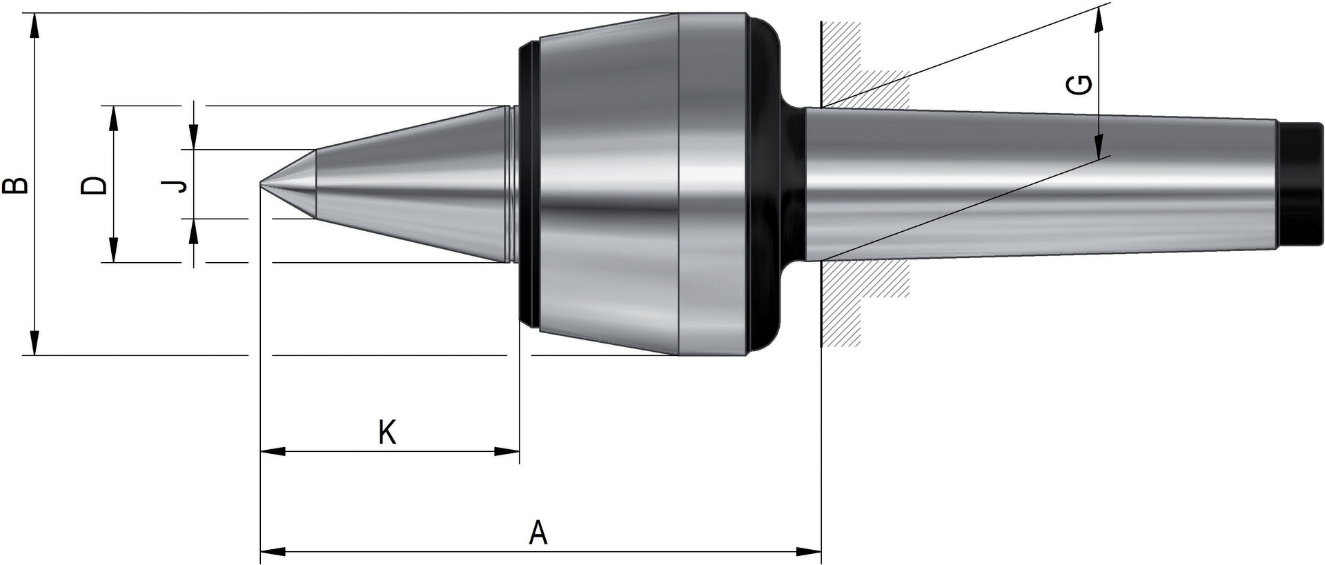RÖHM Körnerspitze mitlaufend 604 HVL Gr. 102 MK 2 RÖHM Körnerspitze mitlaufend 604 HVL Gr. 102 MK 2