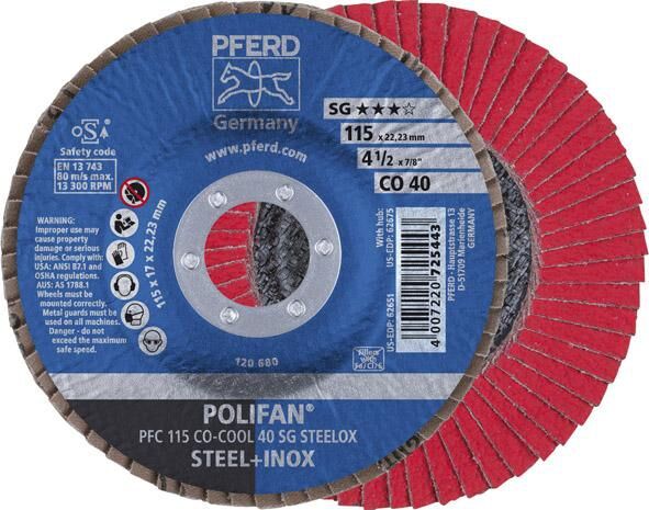 PFERD Fächerschleifscheibe gewölbt 115mm CO40 SGP-COOL PFERD Fächerschleifscheibe gewölbt 115mm CO40 SGP-COOL