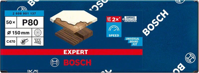 BOSCH Schleifblätter C470 Ø150mm Mehrlochung K80 EXPERT Pack 50 St.