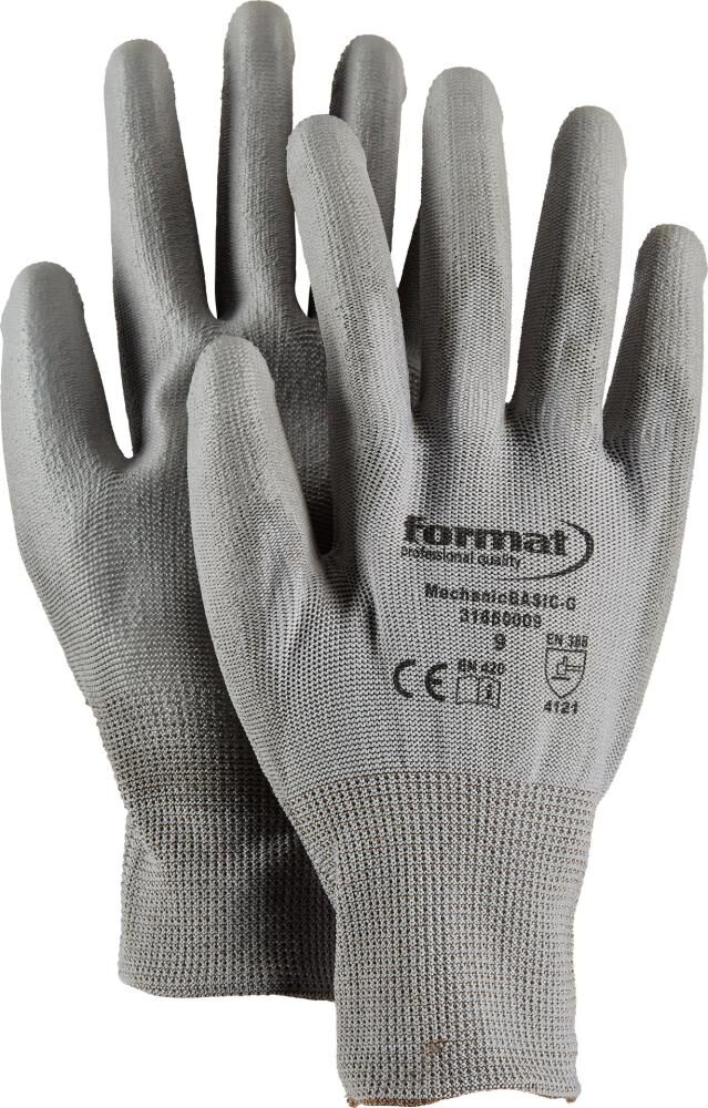 FORMAT Montage-Handschuh Mechanic Basic Gr. 10, PU grau