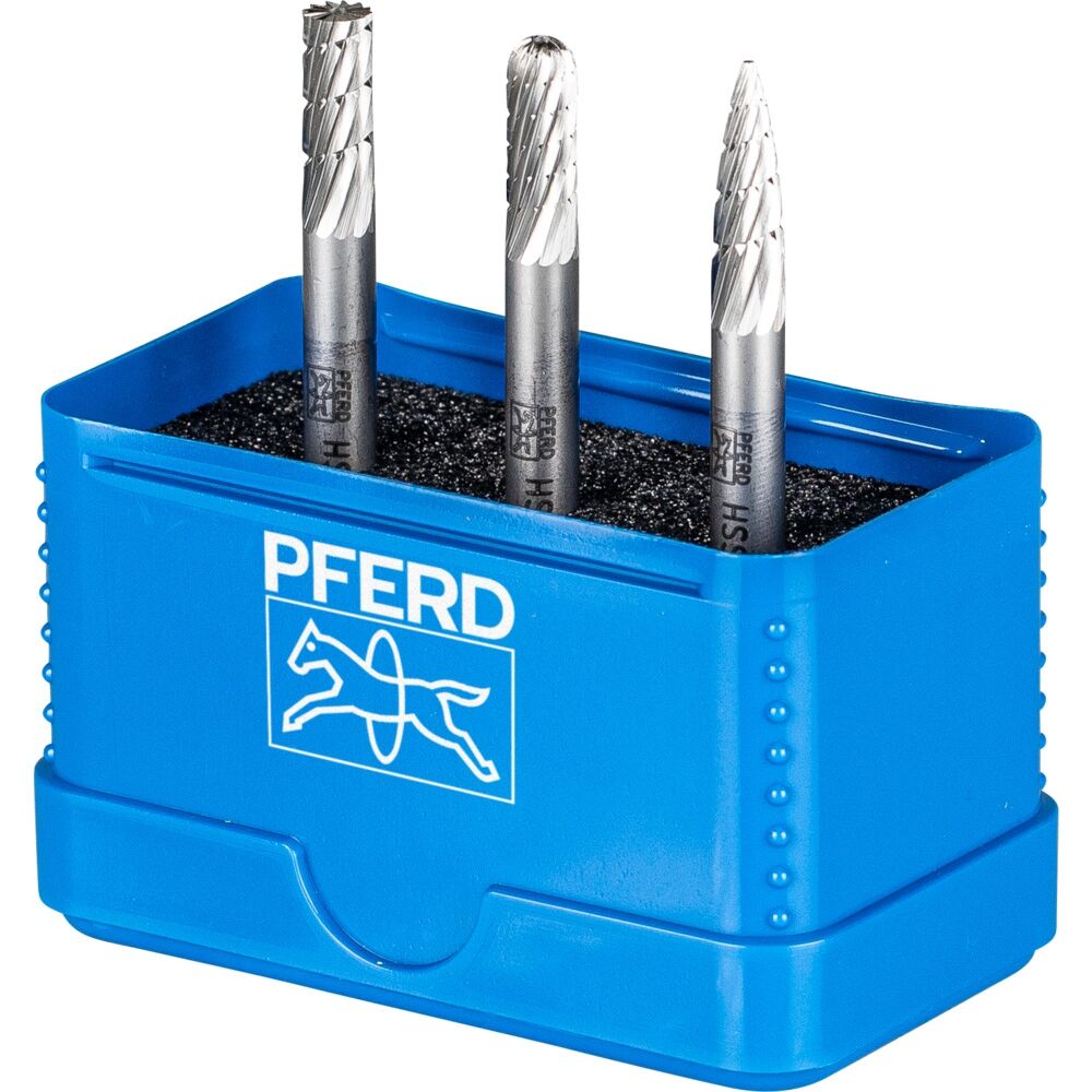 PFERD Frässtift-Set HSS 6mm 3-teilig A-C-K Ø 6mm Zahnung Z3