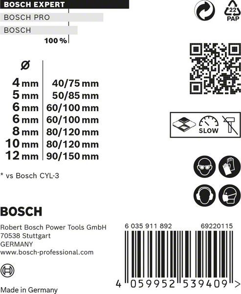 BOSCH MultiConstruction Bohrer-Set Cyl-9 EXPERT 4/5/6/6/8/10/12 mm, 7-teilig, zyl