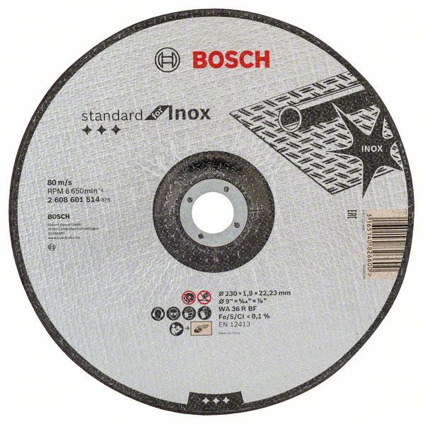 BOSCH Trennscheibe gekröpft Standard for Inox 230x22,23x1,9mm BOSCH Trennscheibe gekröpft Standard for Inox 230x22,23x1,9mm