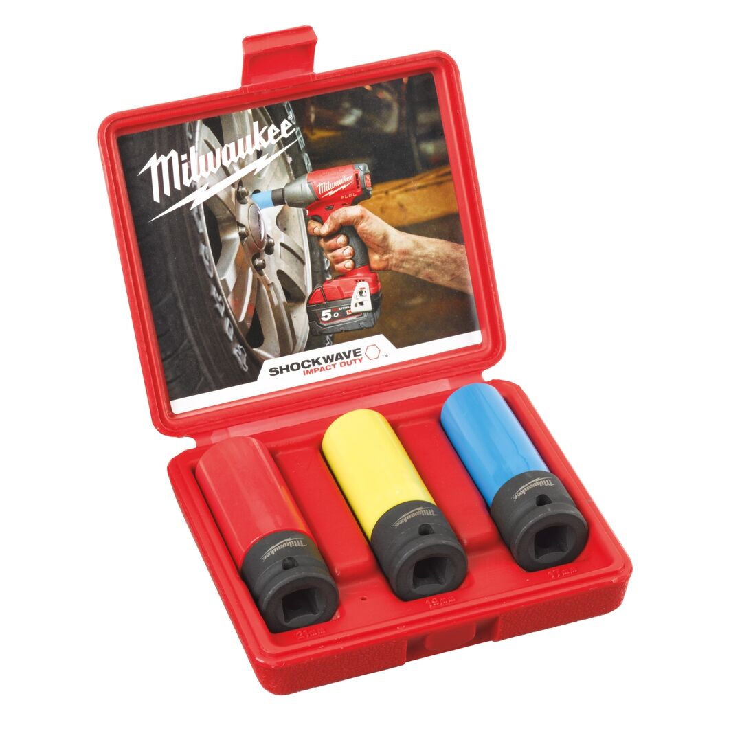 MILWAUKEE SHOCKWAVE Schlagnuss-Set 1/2" 17 19 21mm