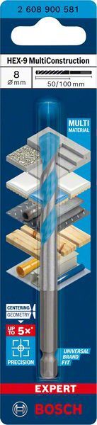 BOSCH MultiConstruction Bohrer HEX-9 EXPERT 8x50x100mm 6-kant