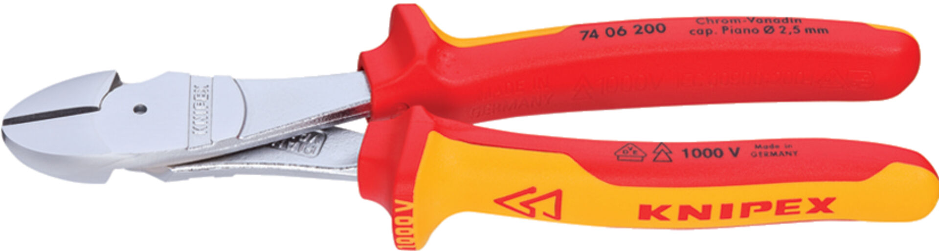 KNIPEX 74 06 180 Kraft-Seitenschneider isol. Mehrko.-Hülle VDE verchromt 180 mm