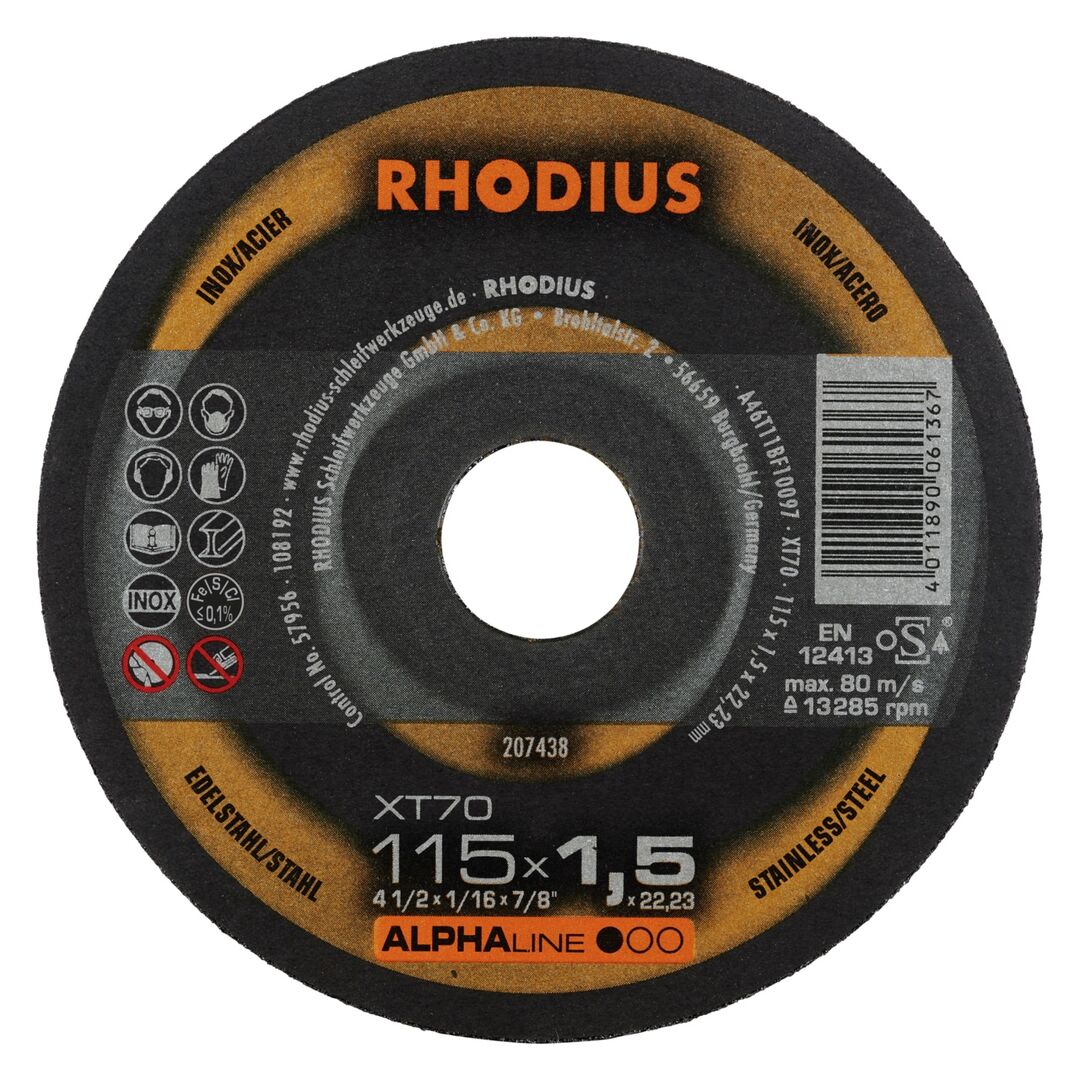 RHODIUS Trennscheibe XT70 115x1,5mm ger. RHODIUS Trennscheibe XT70 115x1,5mm ger.