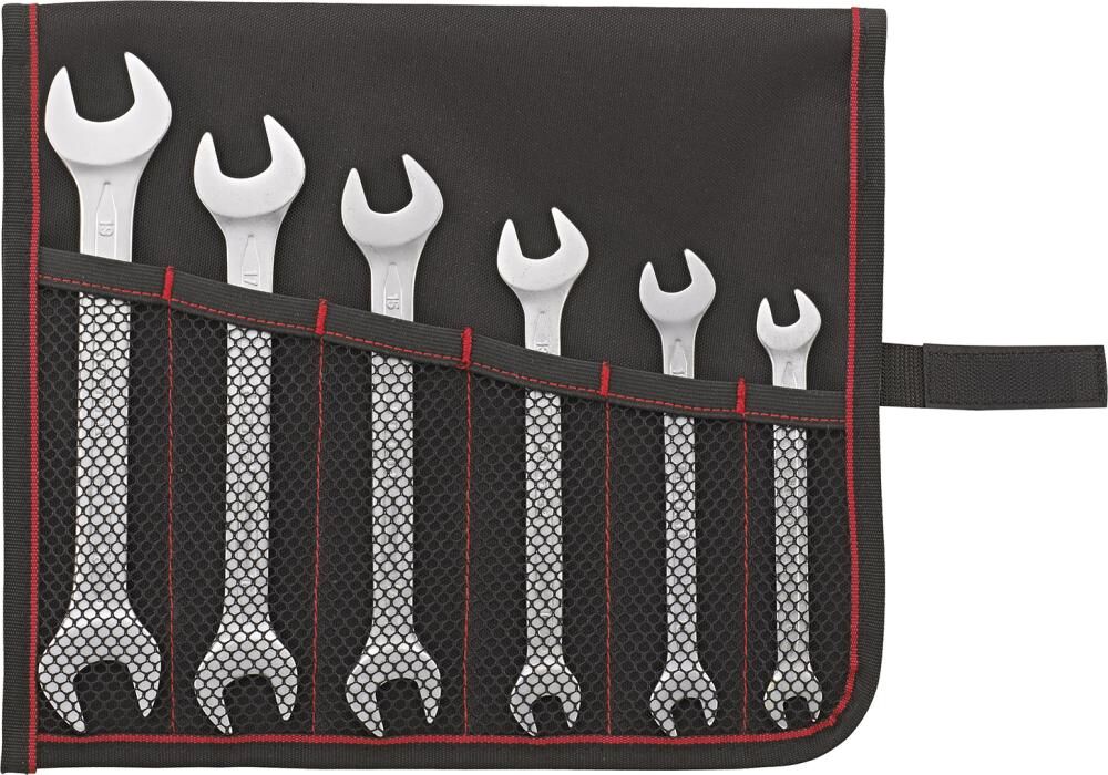 FORMAT Doppelmaulschlüssel-Satz DIN3110 7-19 mm, 6-teilig in Rolltasche