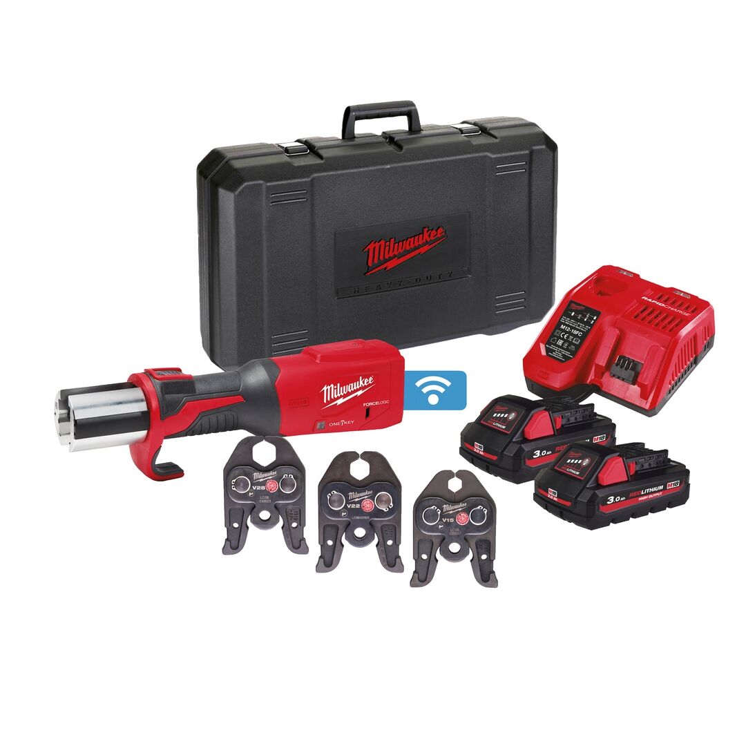 MILWAUKEE Akku-Presswerkzeug Sanitär M18ONEBLHPT-302C V-Set