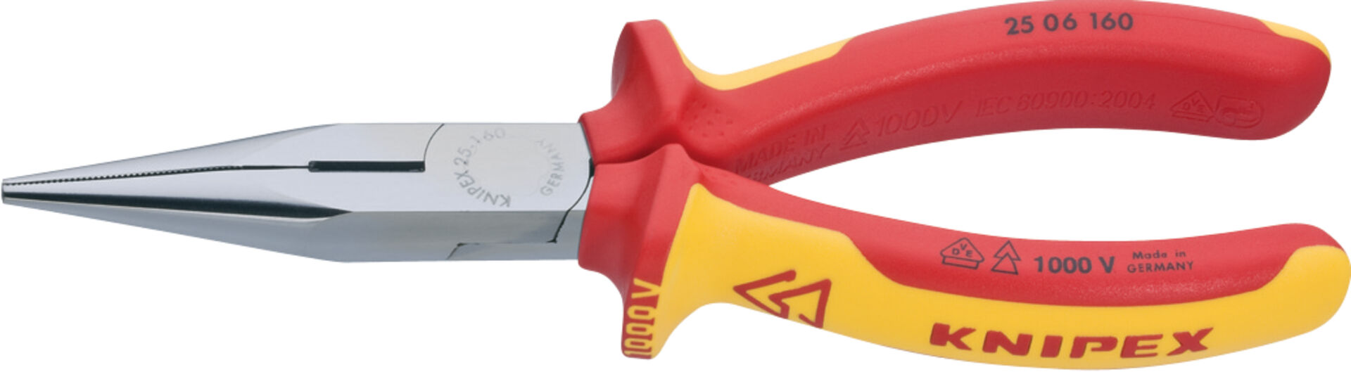 KNIPEX 25 06 160 Flachrundzange Schneide isol. Mehrk. VDE verchromt 160 mm