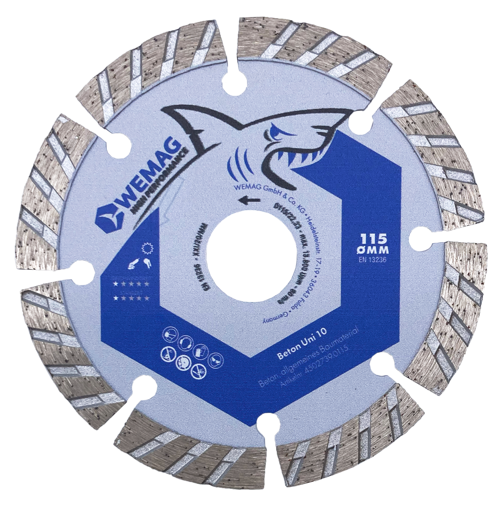 WEMAG HIGH PERFORMANCE WEMAG-HP Diamant-Trennscheibe BETON UNI 115x22,23mm 8 Segmente a 37x2,0x10mm