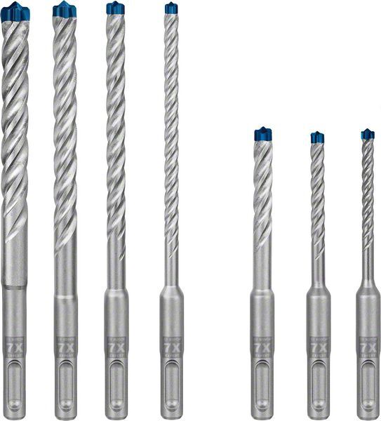 BOSCH Hammerbohrer-Set SDS Plus-7X 5/6/8x50, 6/8/10/12x100 mm, 7-teilig BOSCH Hammerbohrer-Set SDS Plus-7X 5/6/8x50, 6/8/10/12x100 mm, 7-teilig