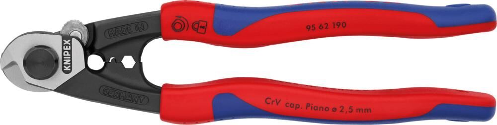 KNIPEX 95 62 190 Drahtseilschere geschmiedet mit Mehrko.-Hülle 190 mm