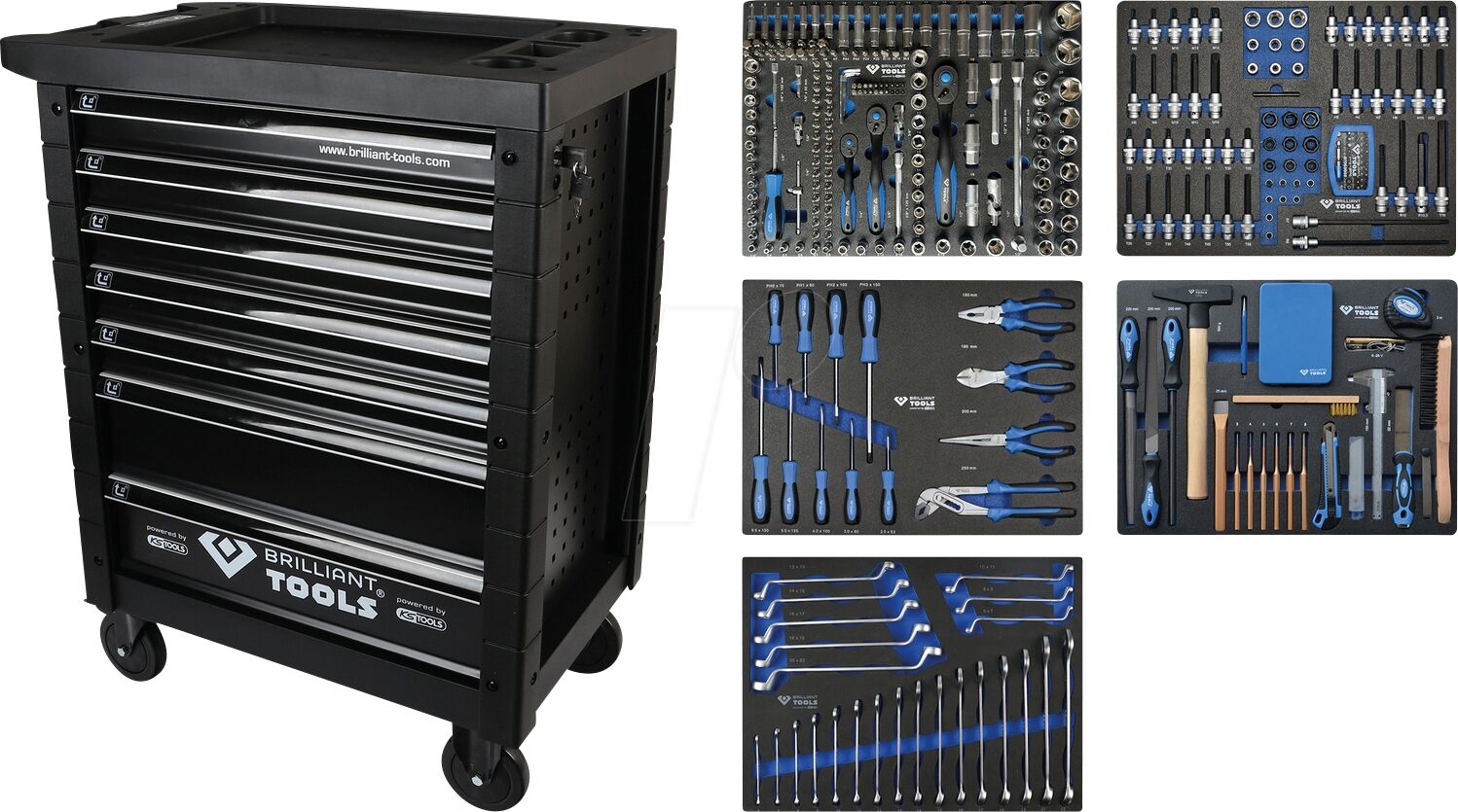 Brilliant Tools Werkstattwagen mit 5 bestückten Schubladen mit 347
