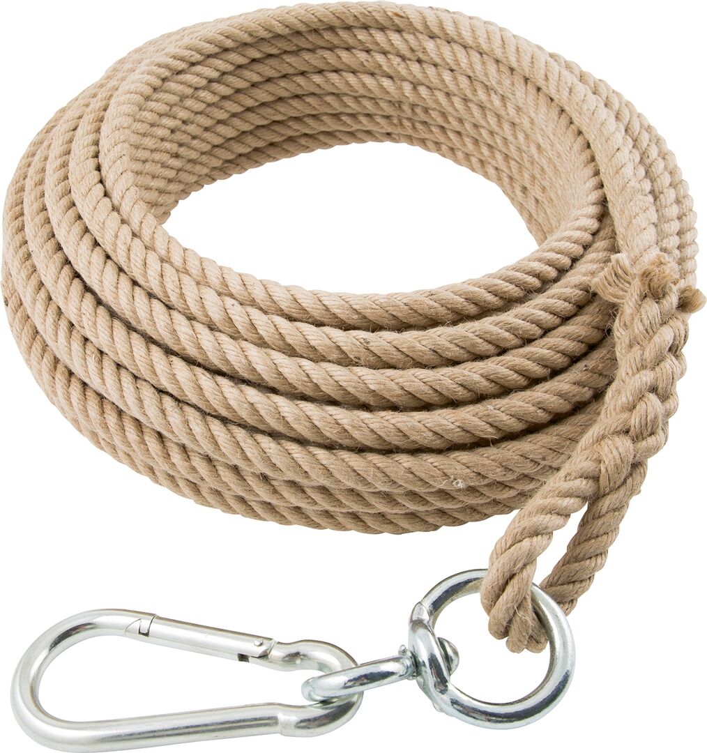 HANFSEIL 16 MM, 20 M LANGSCHLAUFE KARABINER WIRBEL HANFSEIL 16 MM, 20 M LANGSCHLAUFE KARABINER WIRBEL
