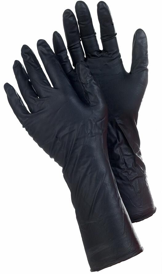 TEGERA Laborhandschuh 849, 30 cm,schwarz Nitril puderfrei, Gr. 10 50 Stck/Box