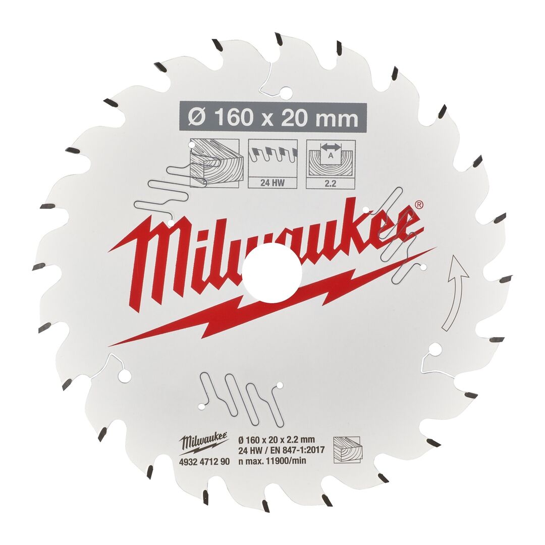 MIWLAUKEE Kreissägeblatt Holz für Handkreissägen 165/30 mm Z24 Wechselzahn