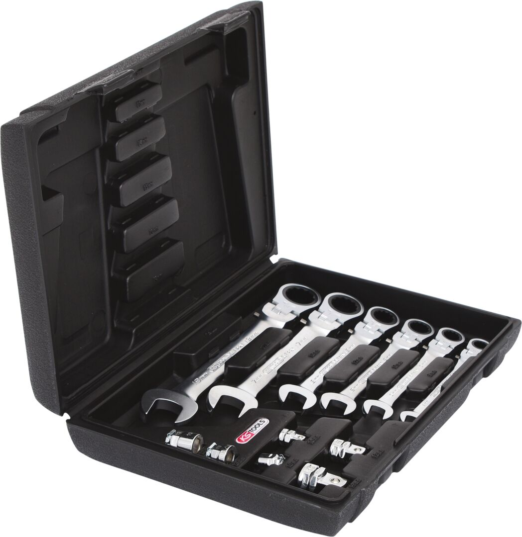 KS-TOOLS GELENK RINGRATSCHENSCHLÜSSELSATZ 12 TEILIG 8 10 12 13 17 19 + 6 Adapter KS-TOOLS GELENK RINGRATSCHENSCHLÜSSELSATZ 12 TEILIG 8 10 12 13 17 19 + 6 Adapter