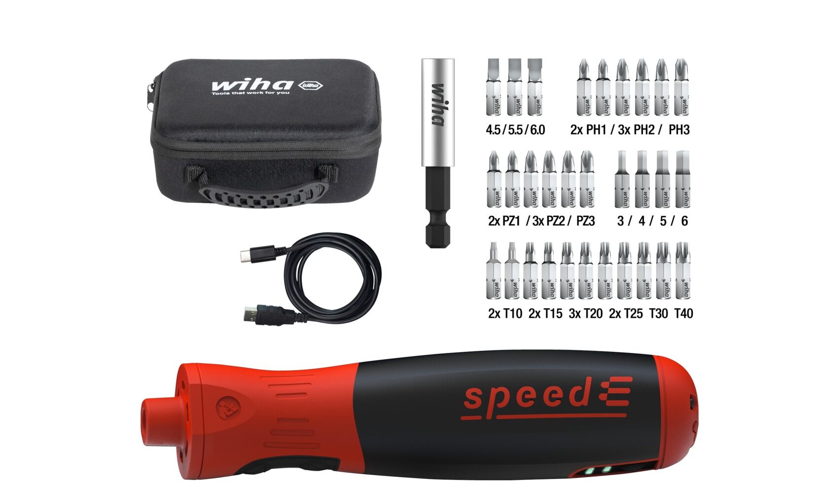 Wiha E-Schraubendreher Set speedE PocketDrive mit Bitbox und Tasche Wiha E-Schraubendreher Set speedE PocketDrive mit Bitbox und Tasche