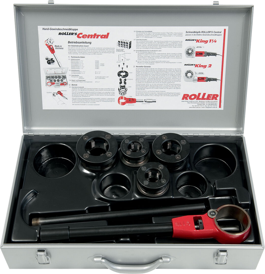 ROLLER HAND-GEWINDESCHNEDKLUPPENSATZ ROLLER'S CENTRAL R 1/2-1.1/4"