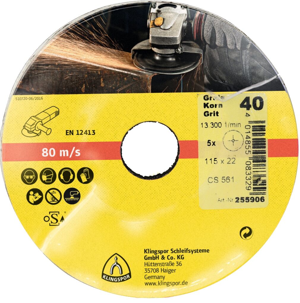 KLINGSPOR CS 561 Fiberscheiben K. 80 Sternl., SB 5er Pack, 125 x 22 mm