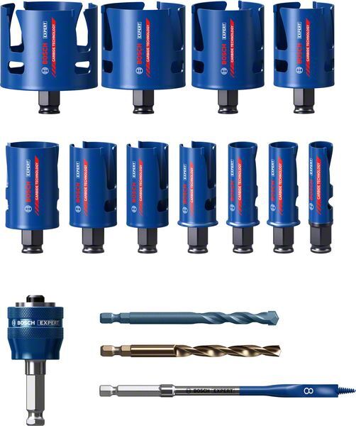 BOSCH Lochsägen-Set Expert Construction Mat. 20/22/25/32/35/40/44/51/60/68/76mm