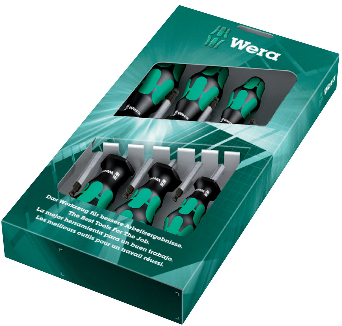 WERA Kugelkopf-Schraubendreher-Satz 6-teilig, 2,3,4,5,6,8 mm, 6-kant-Abroll.