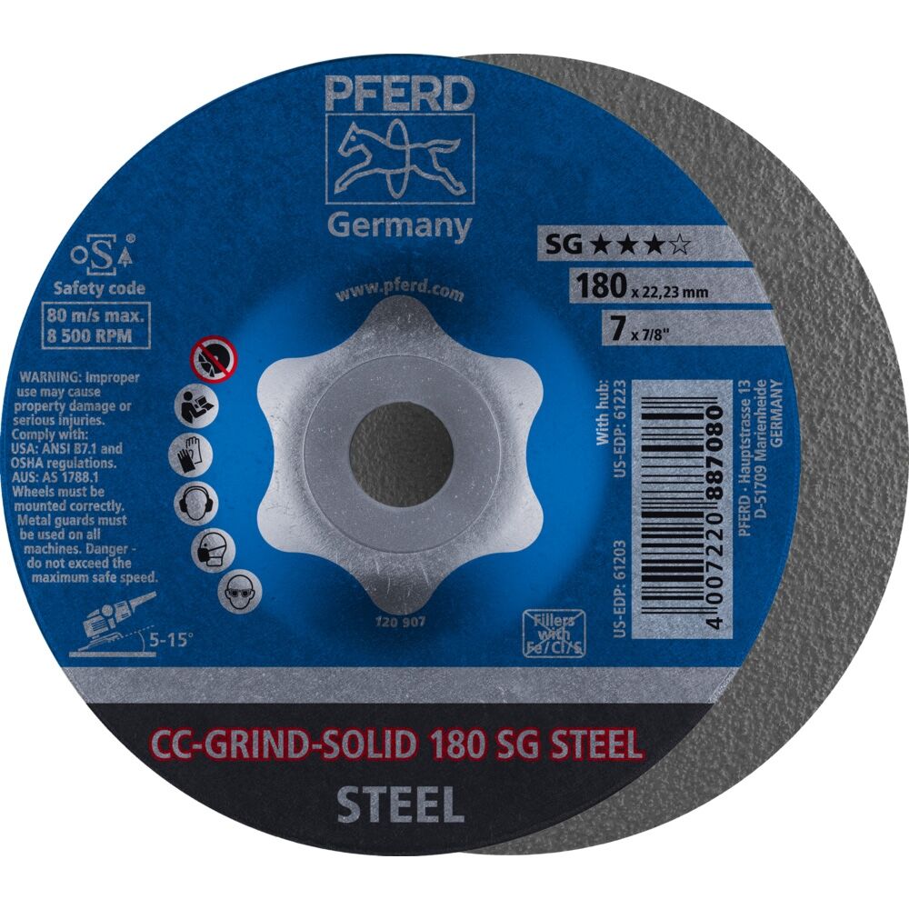 PFERD Schleifscheibe CC-GRIND-SOLID SG STEEL K40 180mm PFERD Schleifscheibe CC-GRIND-SOLID SG STEEL K40 180mm