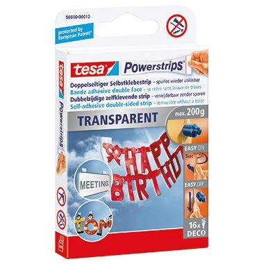 TESA Klebestücke Powerstrips Deco 58800-00012 81x15mm tr 16St./Pack. TESA Klebestücke Powerstrips Deco 58800-00012 81x15mm tr 16St./Pack.