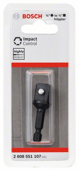 BOSCH Adapter für Steckschlüsseleinsätze 1/4" sechskant auf 1/2" vierkant