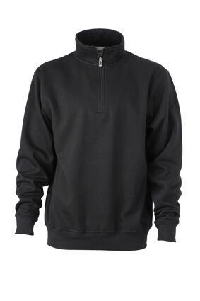 JN Workwear Half Zip Sweat JN831 70%BW/30%PES, black, Größe 2XL