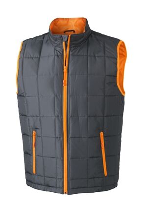 JAMES & NICHOLSON JN Mens Padded Light Weight Vest JN1037 100%PES carbon/orange Größe L JAMES & NICHOLSON JN Mens Padded Light Weight Vest JN1037 100%PES carbon/orange Größe L