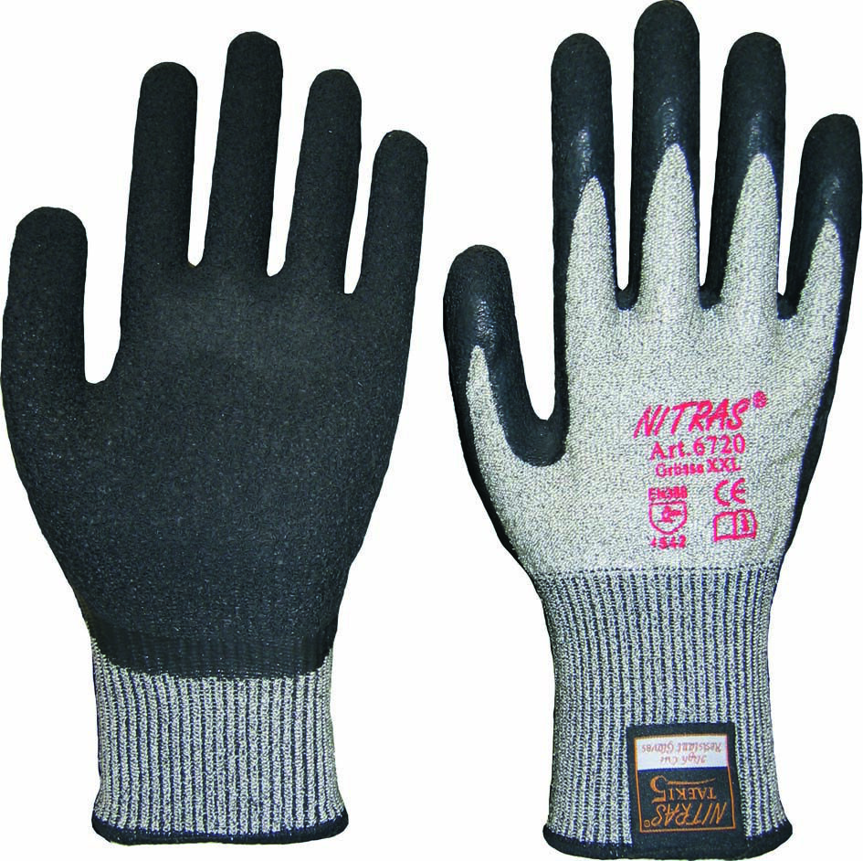 SCHNITTSCHUTZ - Handschuh St.5 TURTLE Latex grau / schwarz TAEKI5 6720 Gr.9 XL