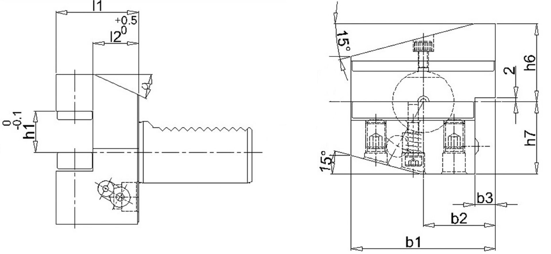 FORTIS VDI Radial Werkzeugh. Re.B3 30x20mm Überk. FORTIS VDI Radial Werkzeugh. Re.B3 30x20mm Überk.