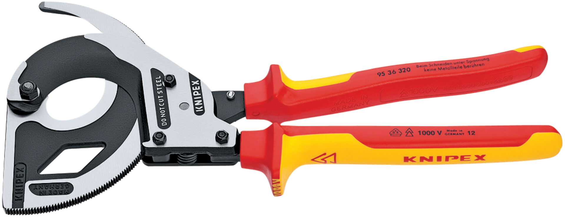 KNIPEX 95 36 320 Kabelschneider (Ratschenp. Dreigang) VDE 320 mm