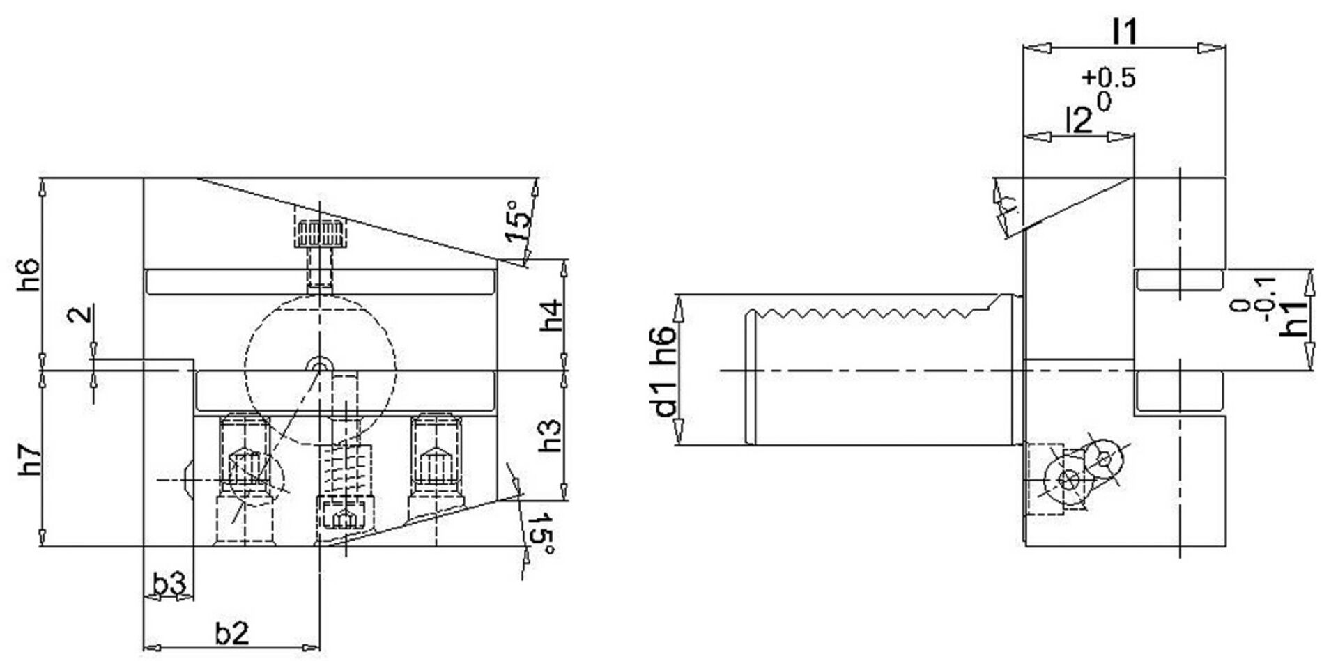 VDI Radial Werkzeugh. Li.B4 30x20mm Überk.