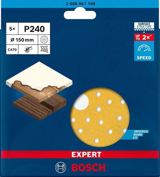 BOSCH Schleifblatt C470 EXPERT Mehrloch 150mm K 240 VE 5