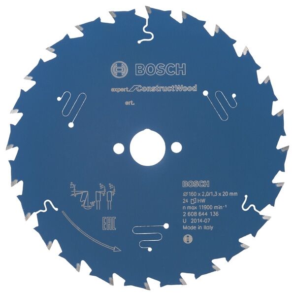 BOSCH Kreissägeblatt HW Constr 160x20x2,0 24T