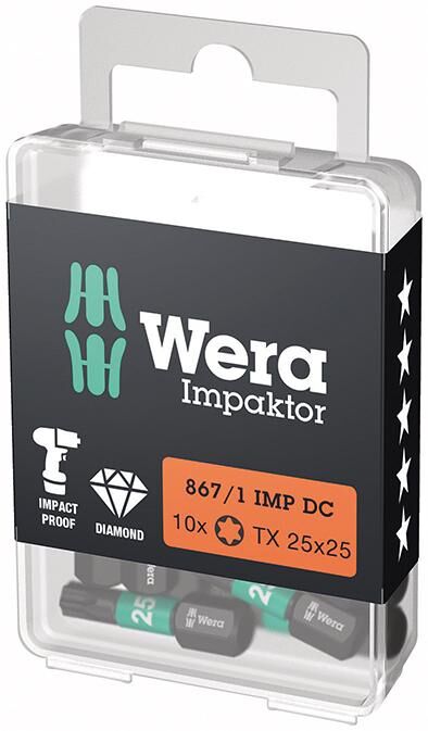WERA Impaktor-Bit 1/4" TORX 867/1 IMP DC T 25 x 25 mm 10er Pack