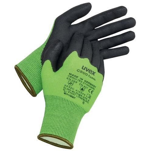 UVEX Schnittschutz-Handschuh C500 foam Gr. 8 Schaumbesch. lime/grau, 6049.4 UVEX Schnittschutz-Handschuh C500 foam Gr. 8 Schaumbesch. lime/grau, 6049.4