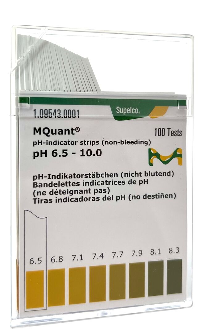 MQuant pH Indikatorstäbchen 6,5-10,0 (VE= 100 Stck.), nicht blutend