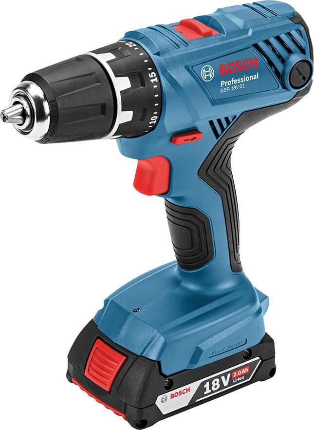 BOSCH Akku-Bohrschrauber GSR 18V-21, 2 x 2,0 Ah, Ladeger., L-BOXX