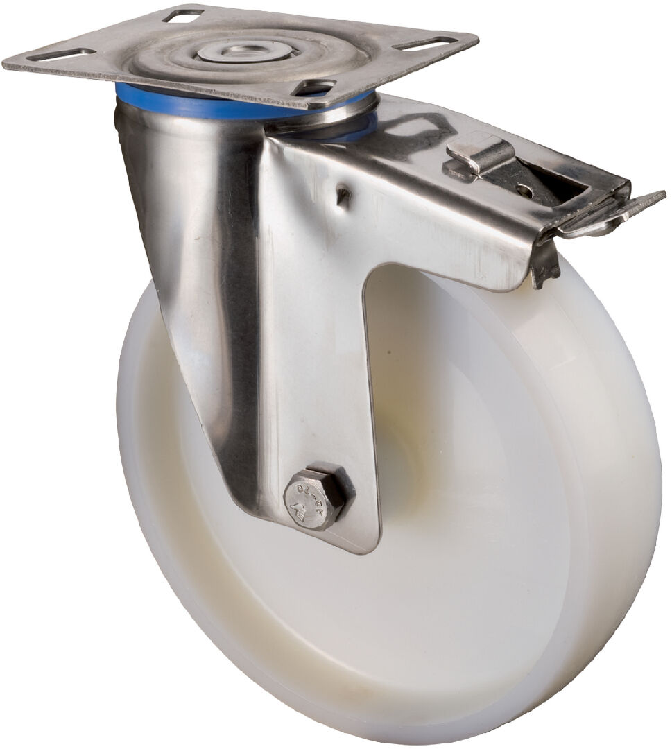 Lenkrolle M. Fst. Edelst.Rad-d 80mm 100KG Tragf.